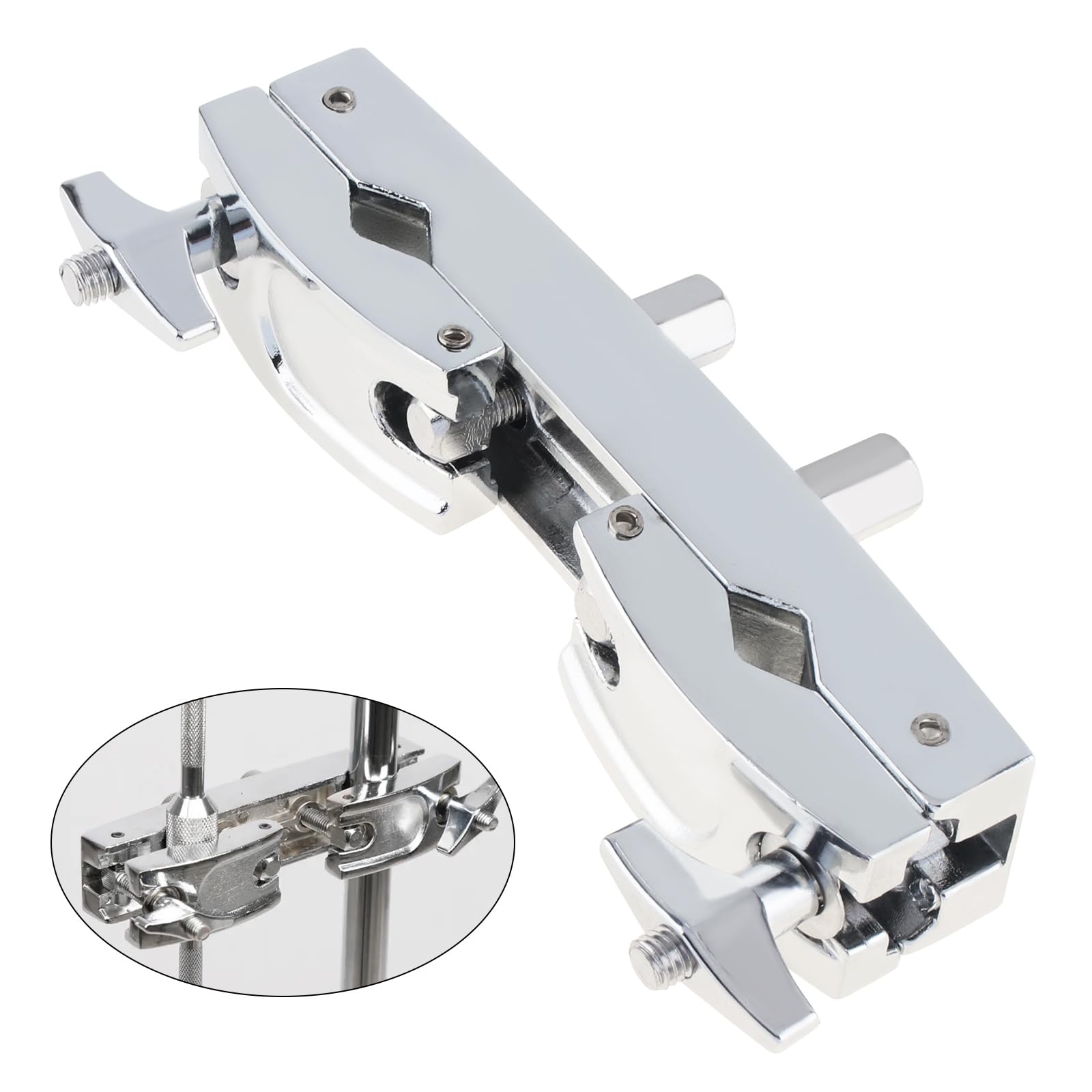 Supporto regolabile per piatti in acciaio inox, multi morsetto per tamburo, supporti e supporti per piatti, morsetto a doppia clip argento