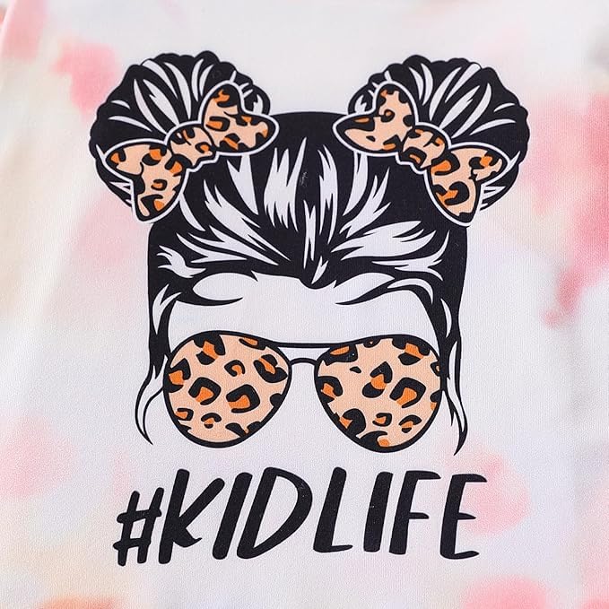 Image of Kid Toddler Girl Clothes - Tie Dye Hoodie Sweatshirt Girl Outfits Pullover Jogger Hooded Sweatpant Set