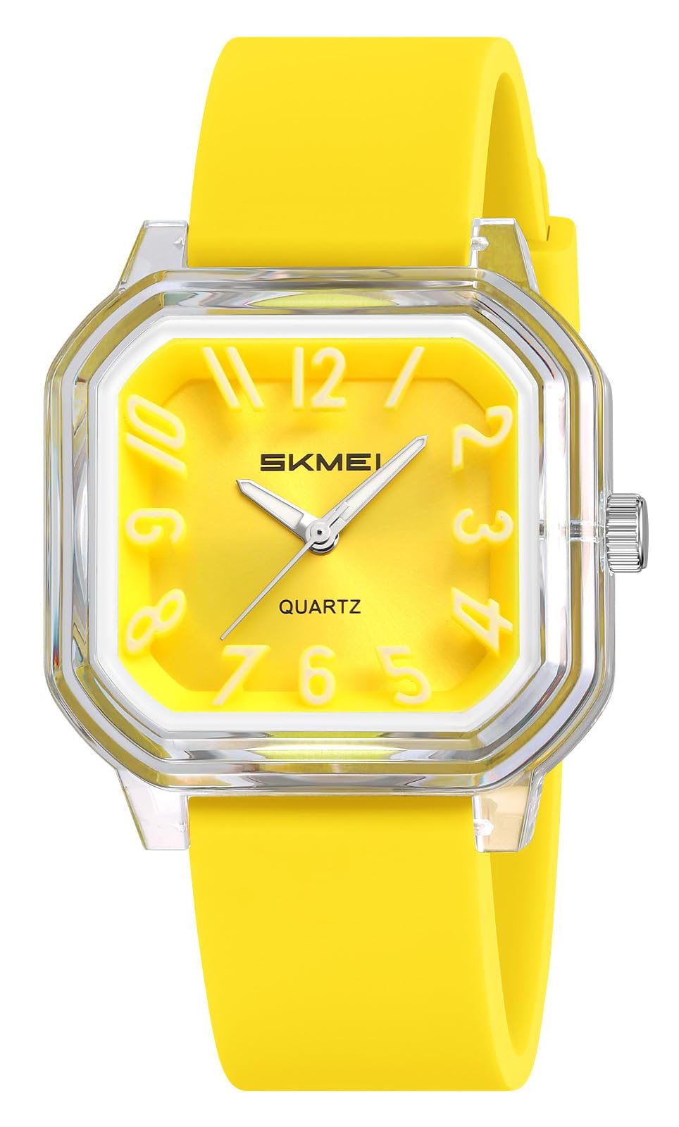 Gosasa Orologio da polso da donna al quarzo, con numeri arabi, facile da leggere, quadrante quadrato, analogico, colorato, cinturino in silicone, stile casual