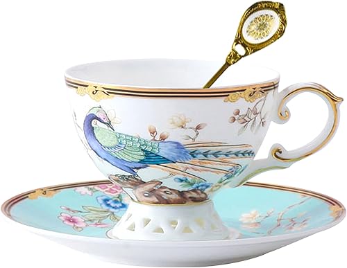 ACMLIFE Juego de taza de té y platillo de porcelana de hueso Juego de taza de café y platillo de té de porcelana de hueso para 1 taza de té de