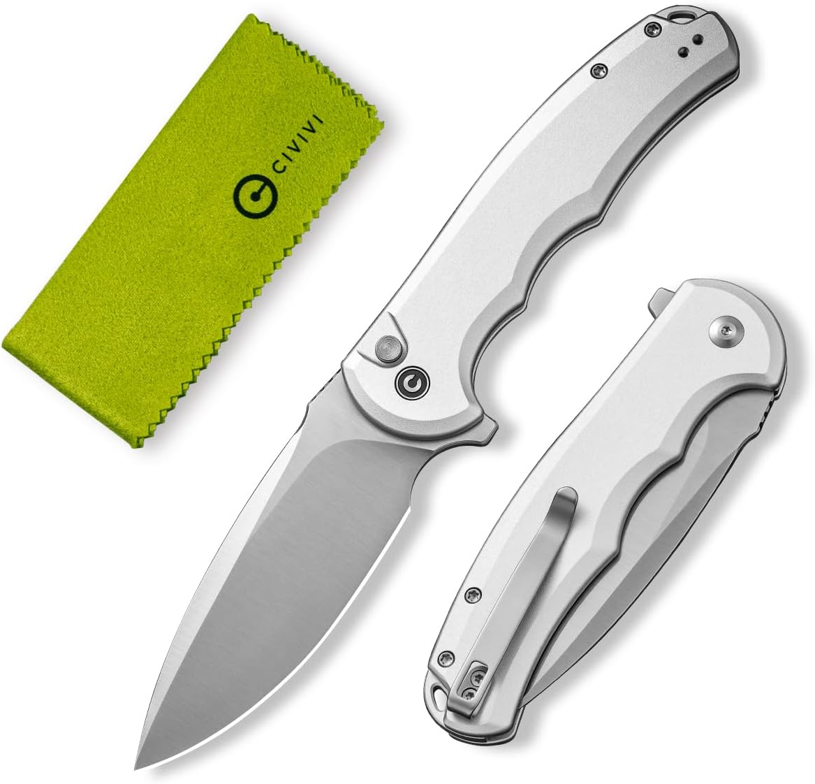 Button Lock Praxis Pocket Knife for EDC, Folding Knife Upgrade with Flipper 3.75" Nitro-V Blade plus Aluminum Handle, Cool Stylish Gift for Men Women C18026E-2