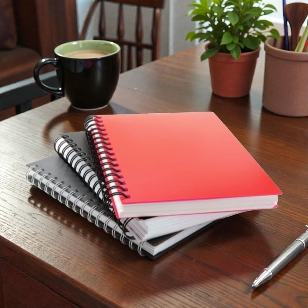Sky Flying Premium Spiral Notebook A4 Size, 75 GSM, 200 Pages In Each Unruled White Plain Page Soft Cover Spiral Bound Pack of 3