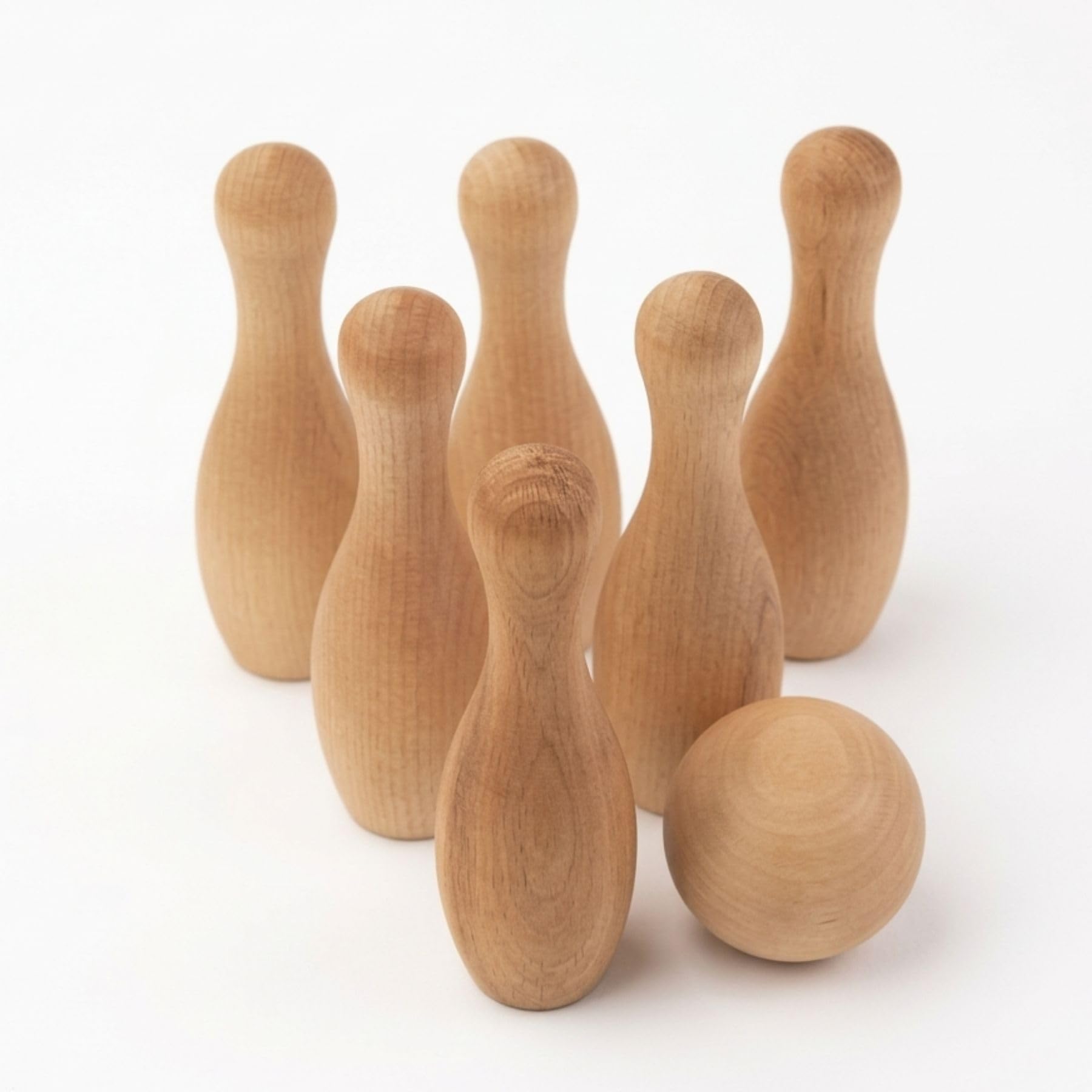 Wooden Bowling Set, Natural Wood, 6 Pins and 1 Ball (Large)-picture-26