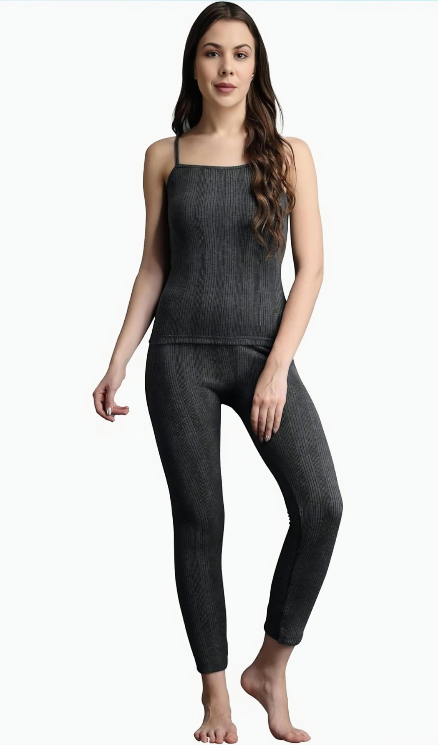 Thermal Set, Inner Set, Body Warmer Set for Women, Girls, Ladies, Inner Top and Pyjama Set, Black.