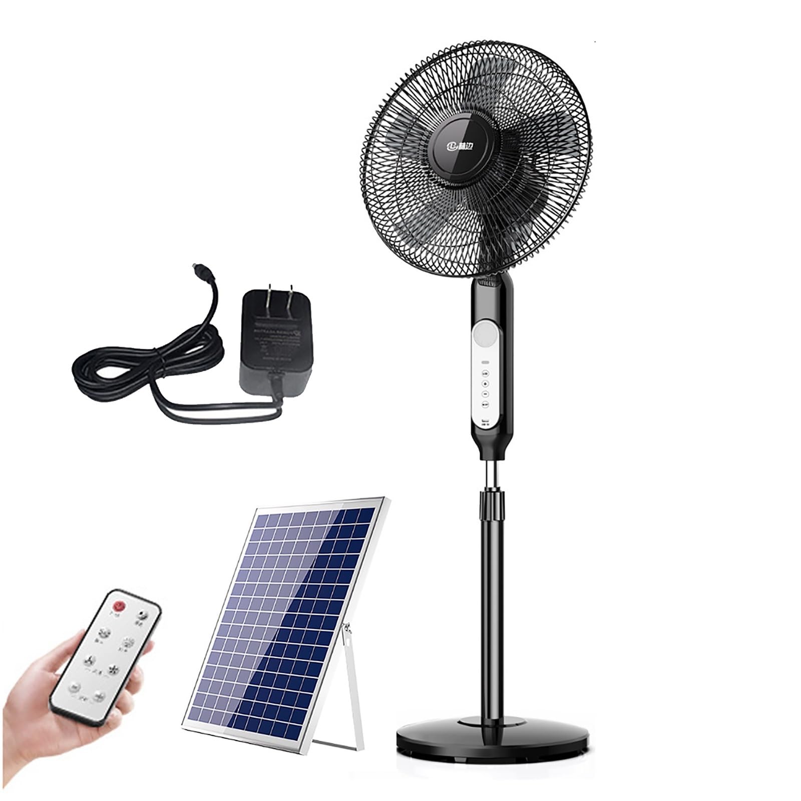 JKJZSALJ Floor Fan,16" Solar Pedestal Fan,Oscillating,Standing Fan For Industrial Commercial Residential Garage,Black; Outdoor Camping Fan/Air Circulator,Remote Control