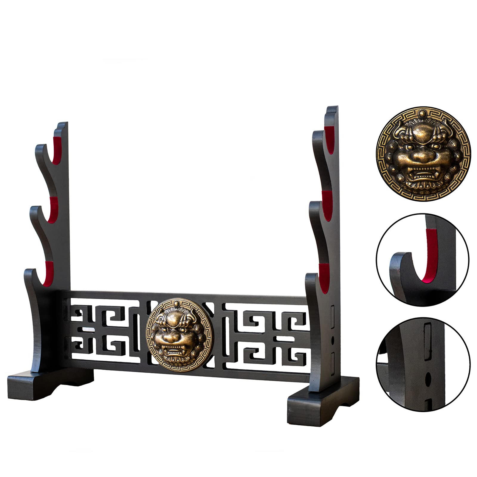 Soporte para espadas de terciopelo japonés acolchado Katana Stand Samurai Display Rack Soporte Todas las Espadas Tanto (Kylin-3)