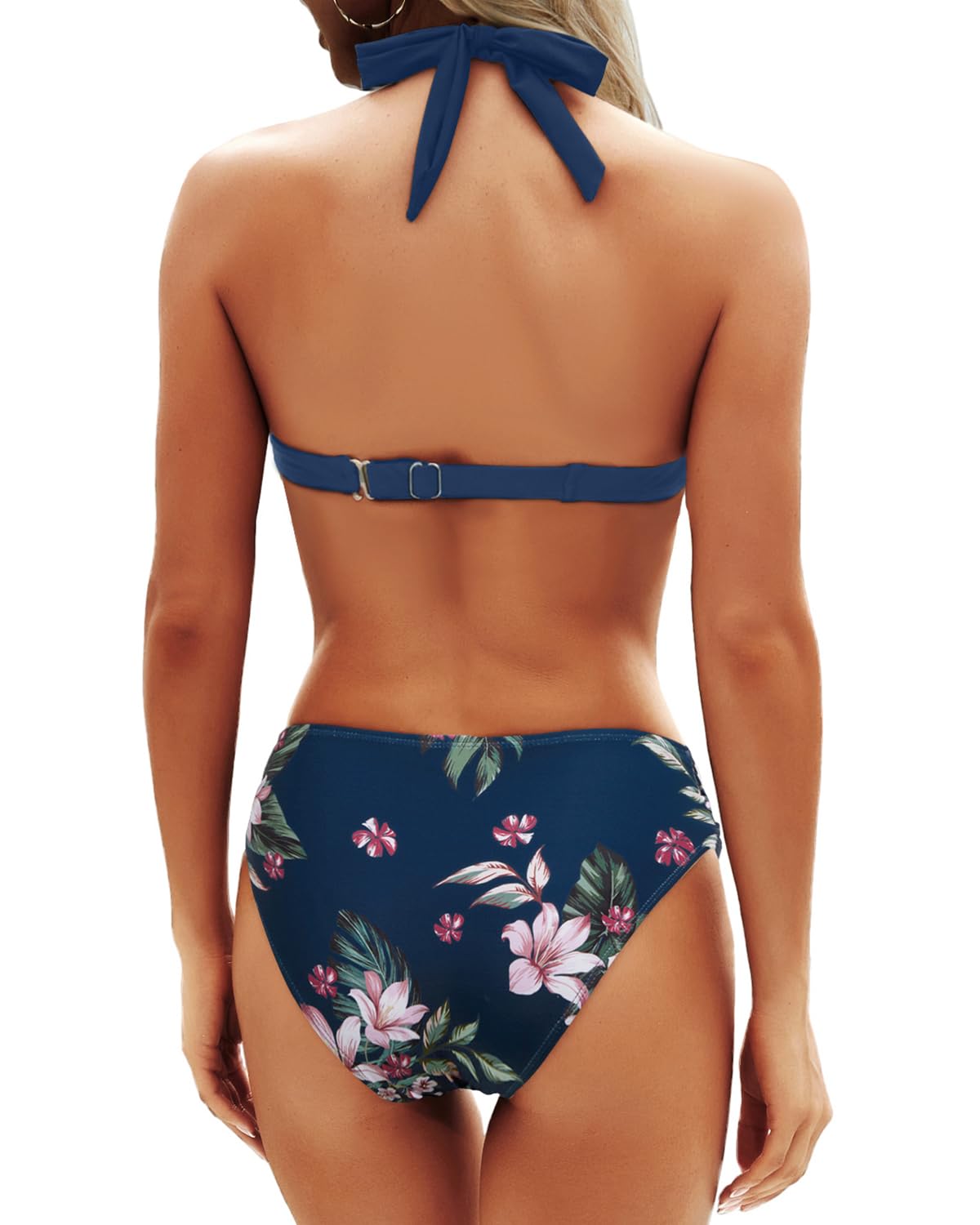 Yonique Traje de baño de Dos Piezas para Mujer, Bikini Push up, Traje de baño Halter Vintage