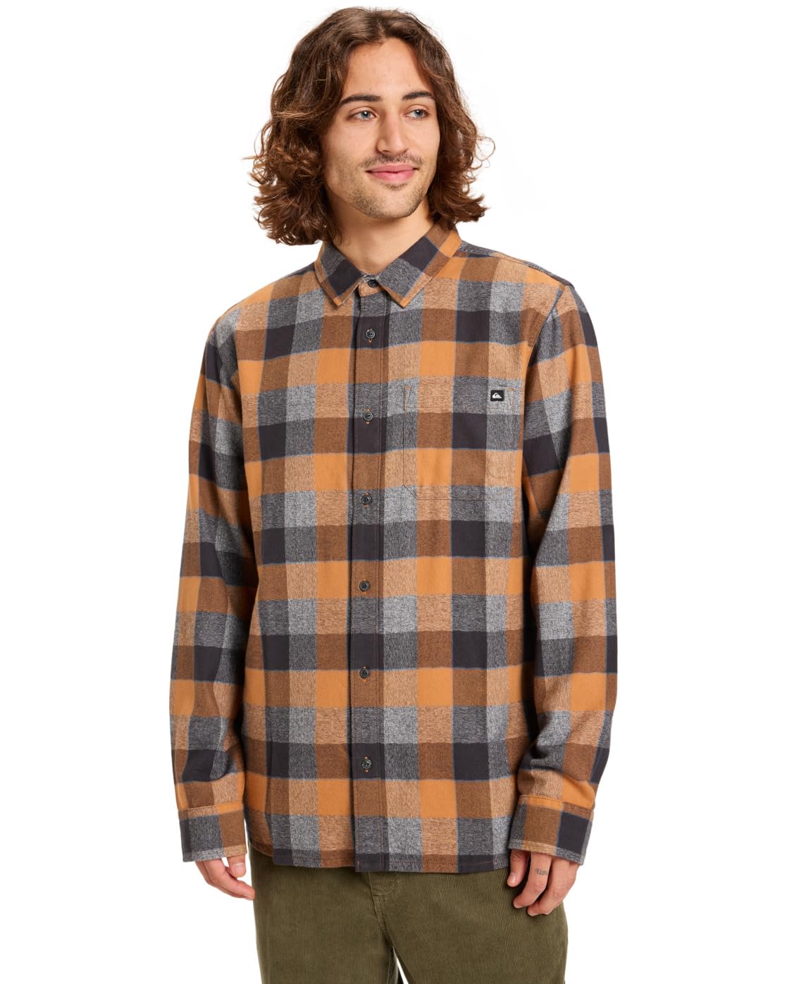 Quiksilver Sweater Motherfly Plaid LS Shirt Men's Brown L