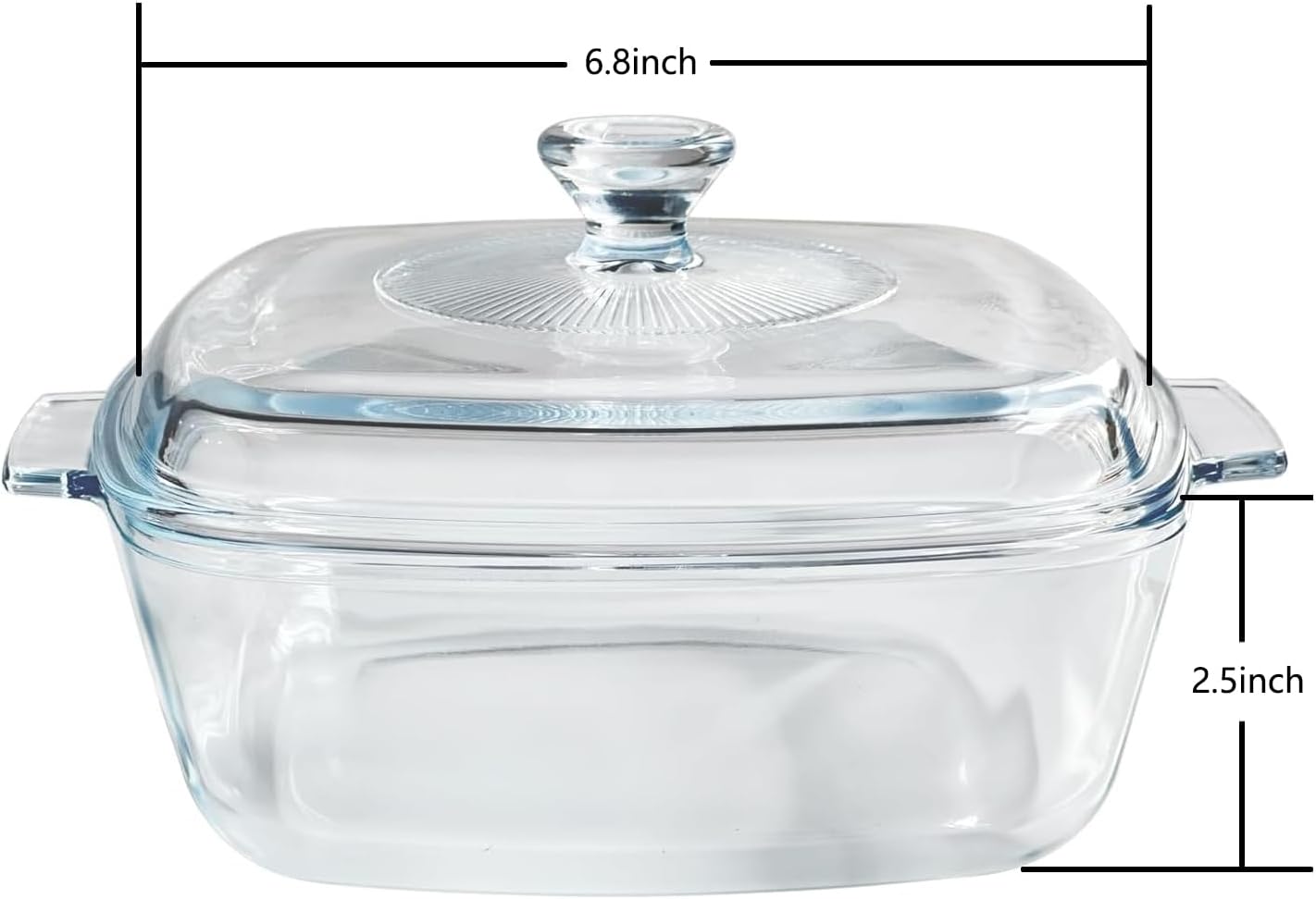 1.2L Tempered Glass Casserole Dish for Oven with Lid, Small Square Microwave Oven Baking Dish with Glass Lid