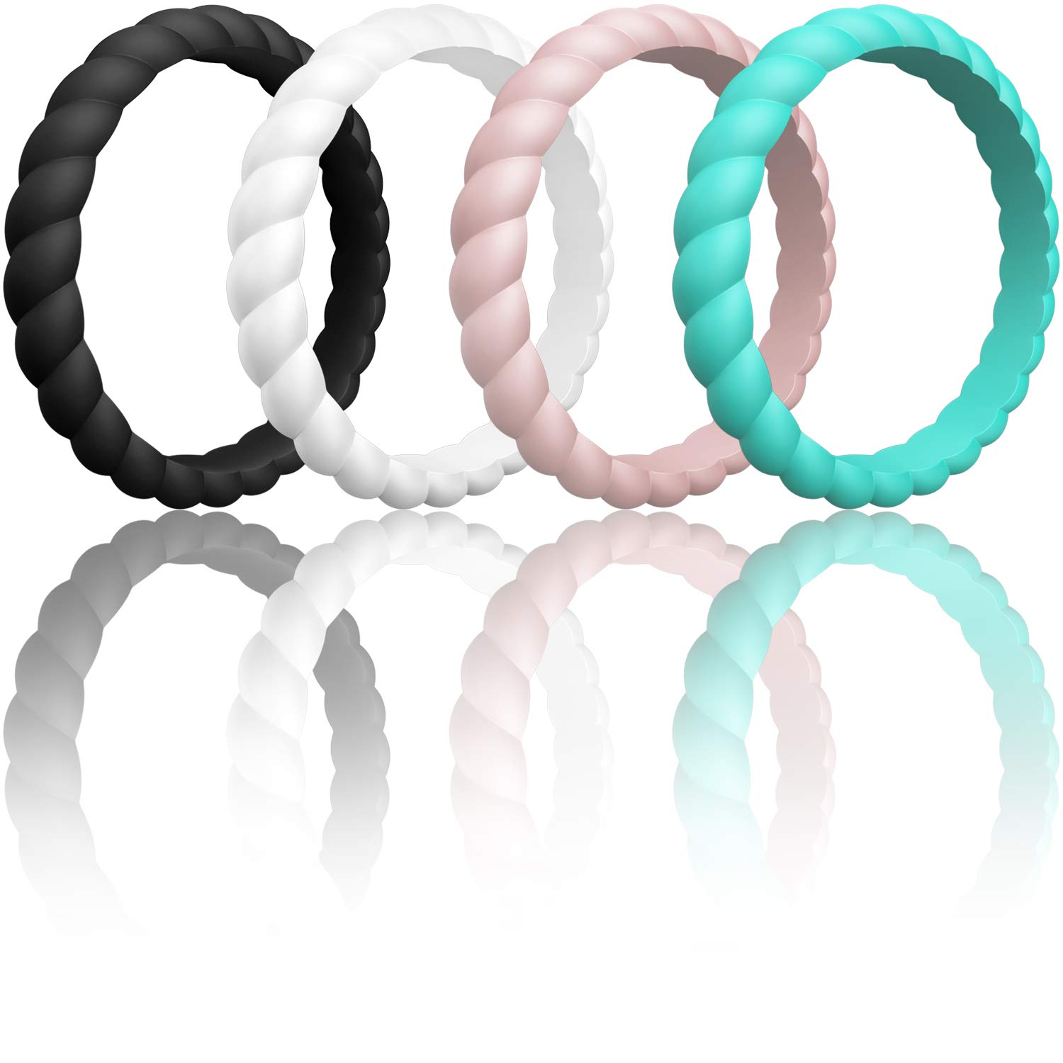 ThunderFit Womens Thin Swivel Wedding Bands - Stackable Silicone Wedding Rings - 2.5mm Wide - 2mm Thick