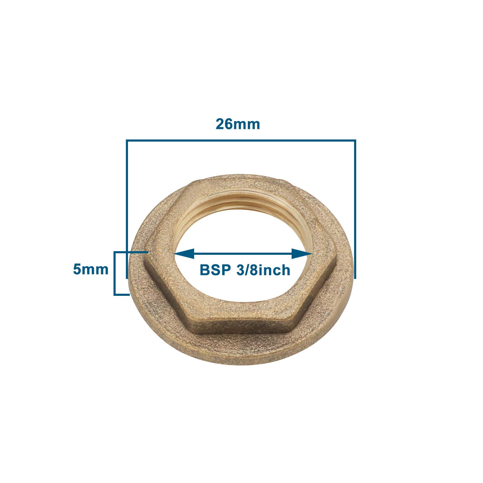 VGOL 4pcs 3/8 BSP Brass Female Nut Hexagonal Flange Nut Faucet Pipe Accessories for Tap Connection Pipe Connection Yellow 26x15.5x5mm - Image 4