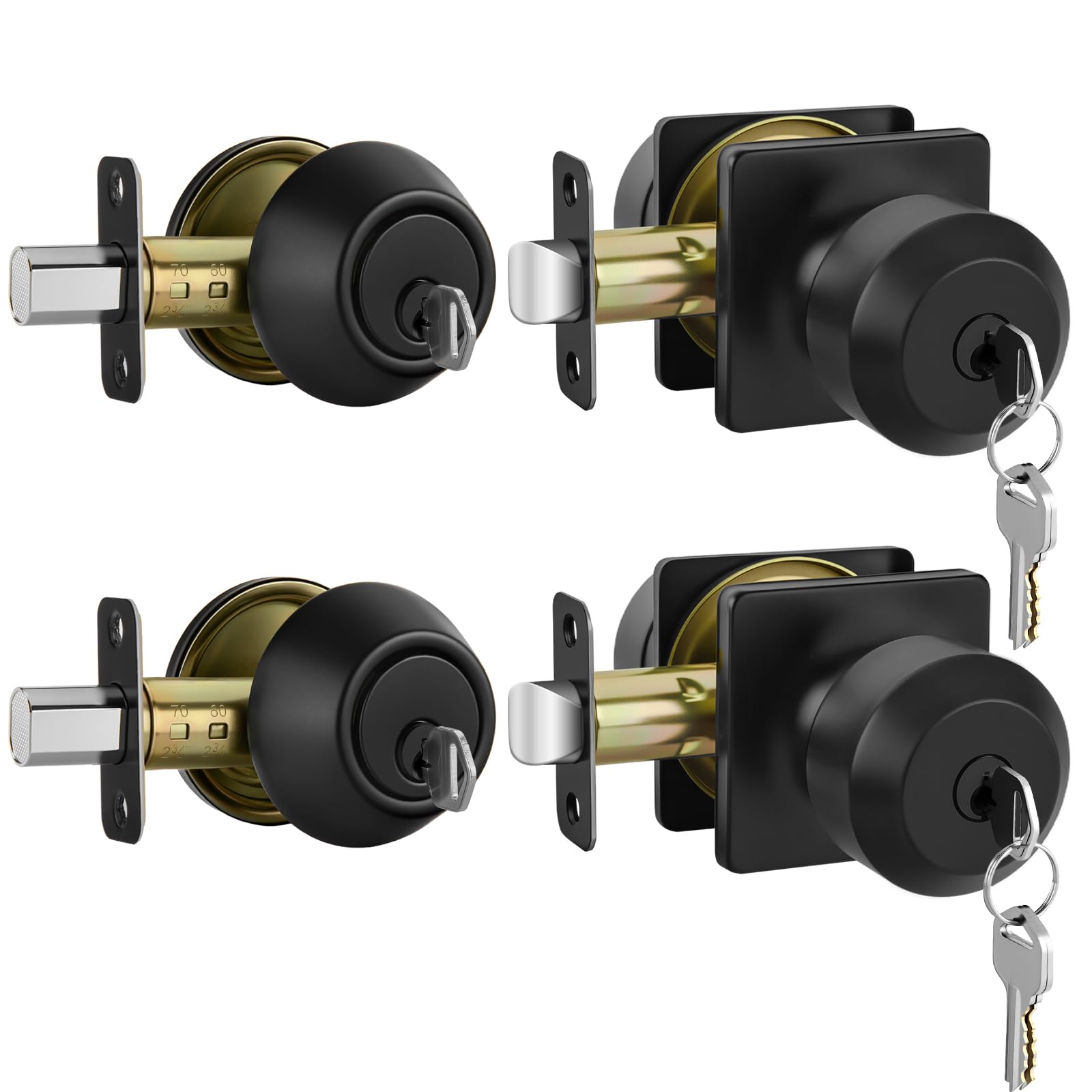 Haidms Matte Black Passage Door Knobs - 6 Pack -19