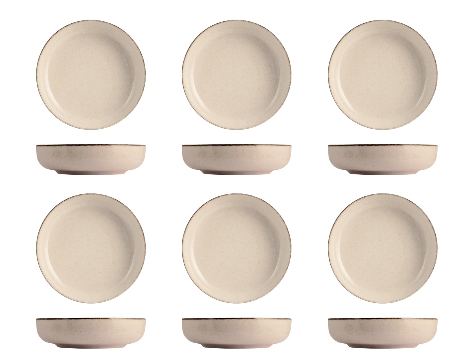 H&H Set of 6 Pearl Soup Plates 19 cm Ivory
