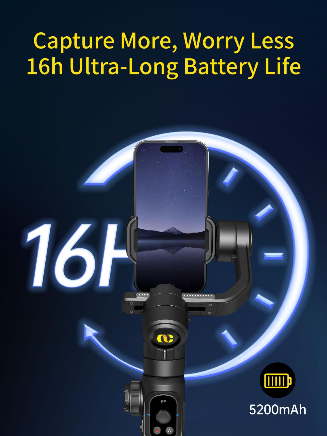 AOCHUAN Gimbal Stabilizer for Smartphone, Phone Gimbal w/8" Extension Rod, Profession 3-Axis Stabilizer w/RGB Magnetic Fill Light for Video Recording, Compatible w/iPhone/Andriod-: Smart S2