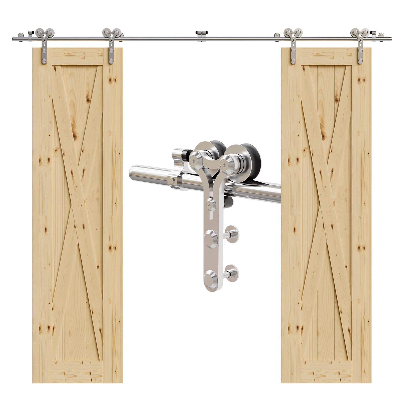 Herrajes Puertas Correderas Inox 171cm Rieles Kit Puerta Corredera Negro para 1 Puerta Corredera Madera 85cm Ancho, Acero Inoxidable T Forma — view 12