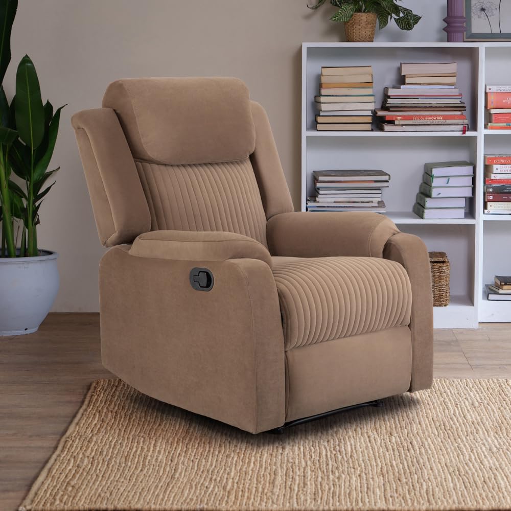 Sleepyhead RX6 Designed by Duroflex - Single Seater Suede Fabric Recliner (Mocha Brown) |3 Modes of Comfort |High Back Rest for Extra Neck & Lumbar Support |Premium Pocket Springs for Plush Feeling