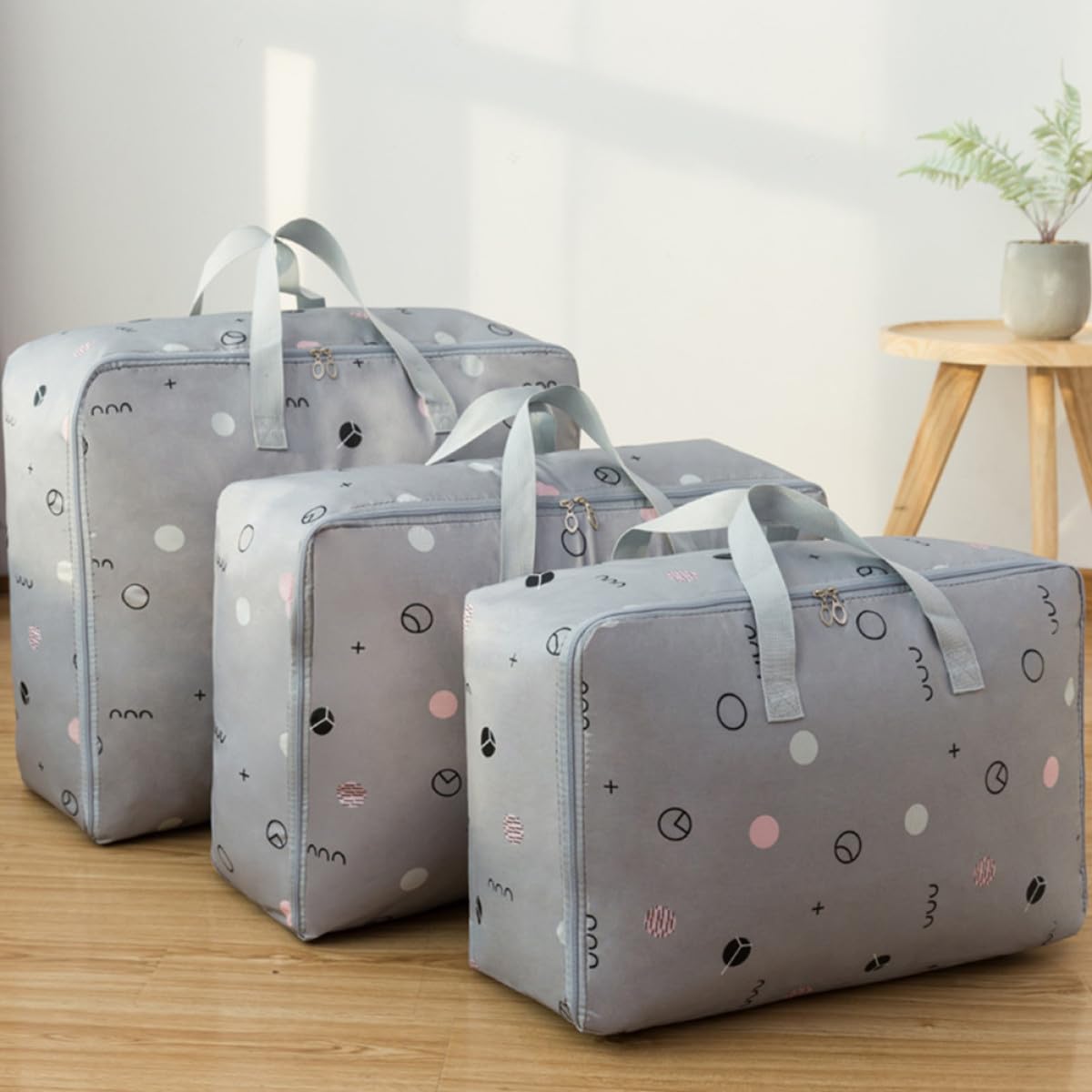 GALPADA Bolsa de Almacenamiento 3 Piezas para Edredones y Ropa Resistente al Agua de Tela Oxford Tamaños Mediano Grande y Extragrande Organizador Portátil Adecuado para Viaje y