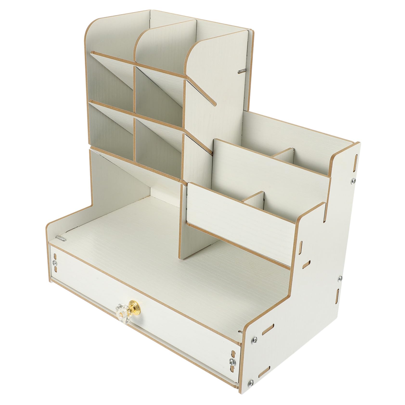 Ipetboom Caja de Almacenamiento para Porta Bolígrafos de Madera Organizador de Escritorio Compartimentos para Guardar Artículos de Papelería la Oficina