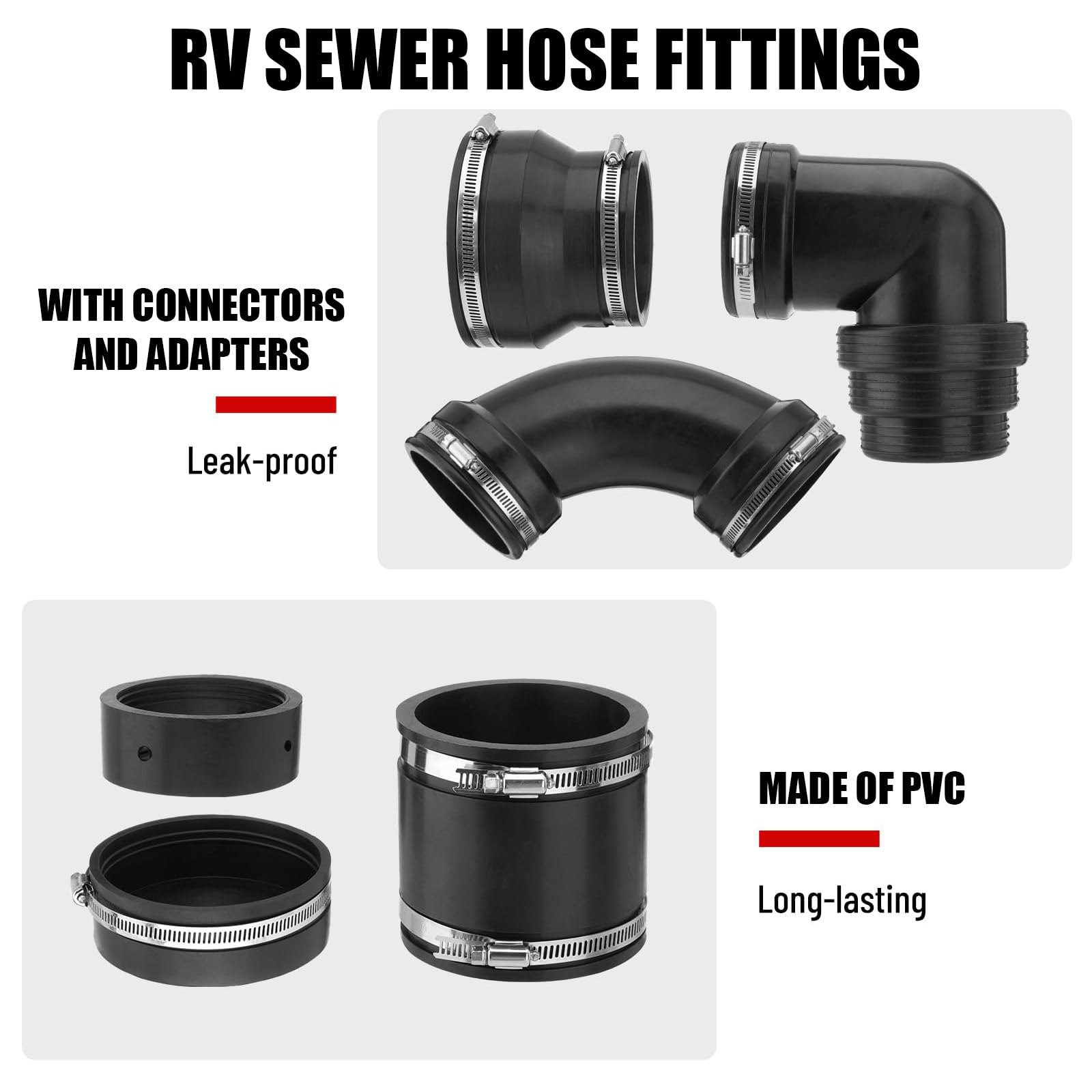 6 tubos de aguas residuales adecuados de PVC de tres ruedas de 3 pulgadas en remolques de mochileros que garantizan una instalación inmunológica impermeable y drenaje de mochilero