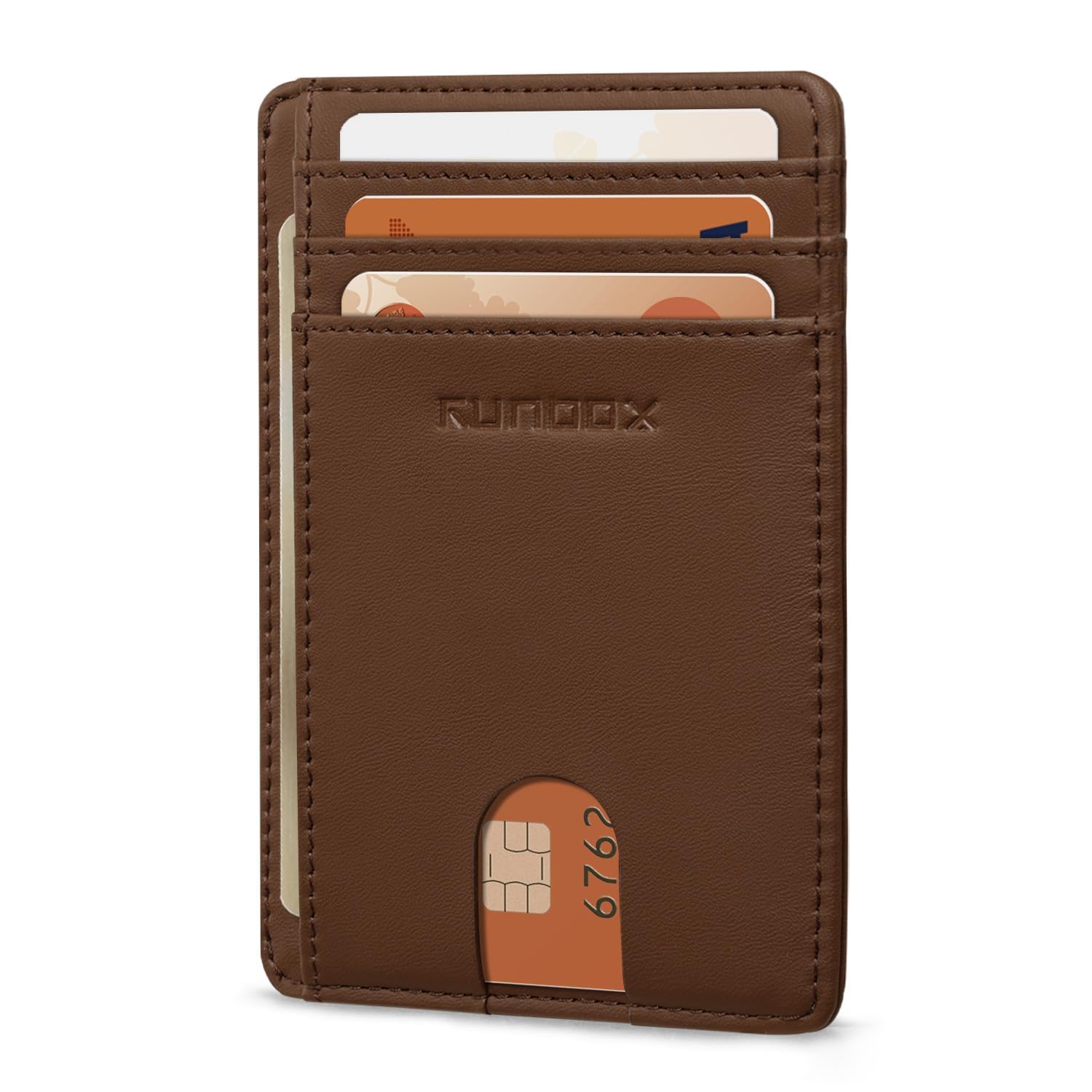 RUNBOX Slim Wallet for Men and Women, RFID Blocking Leather Card Holder
