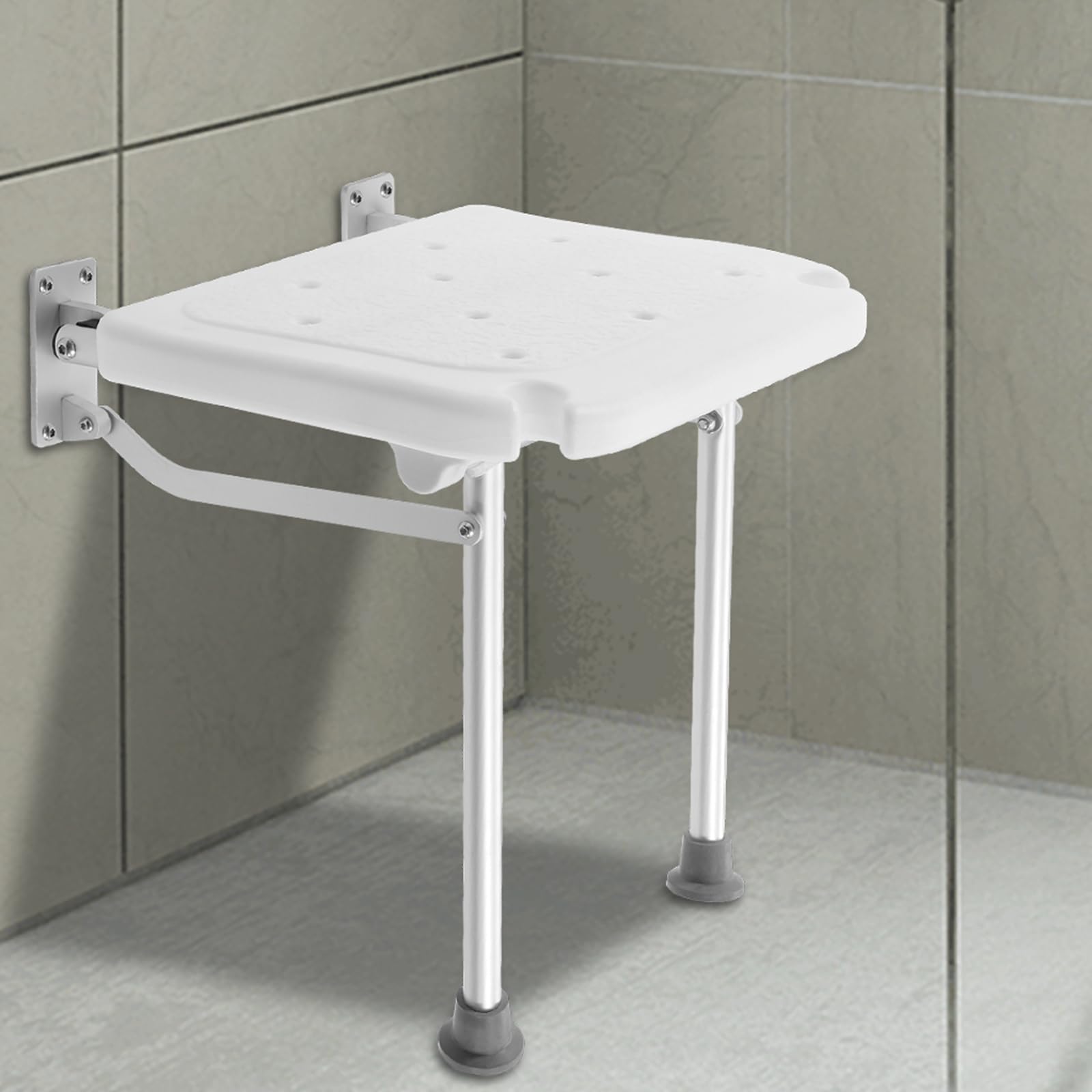 Duschsitz Klappbar Wandmontage, Klappsitz Dusche mit Rutschfesten Füßen, Badestuhl Duschhocker bis 100kg, Aluminiumlegierung Halterung, für ältere Menschen, Schwangere Frauen, behinderte Menschen, We