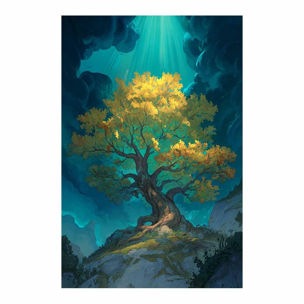 HOQIU Print Canvas Poster Decor Turquoise art tree canvas prints, nature wall art, for Bathroom Home Office Decor(Multicolor)-80x120cm Unframed
