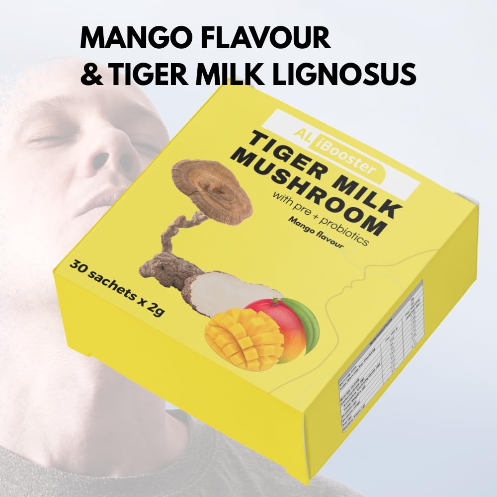 Lignosus Leche de Tigre Champiñón sabor mango Polvo instantáneo natural 30 Bolsitas