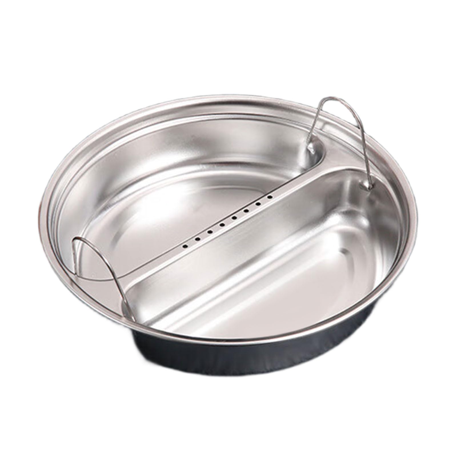 TEMOOUES Round Plate with Double Handle Stainless Steel Steamers Divided Steaming Tray for Home and Restaurant Food Steamers Tray