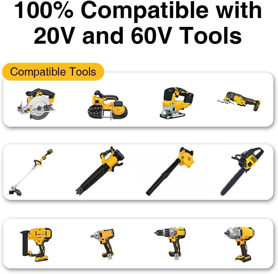 XAMP 12000mah 60V Battery for 60V/20V MAX Replacement Lithium-ion Battery for DCB606 DCB612 DCB609 Batteries Compatible with 20V/60V Power Tools - Image 2