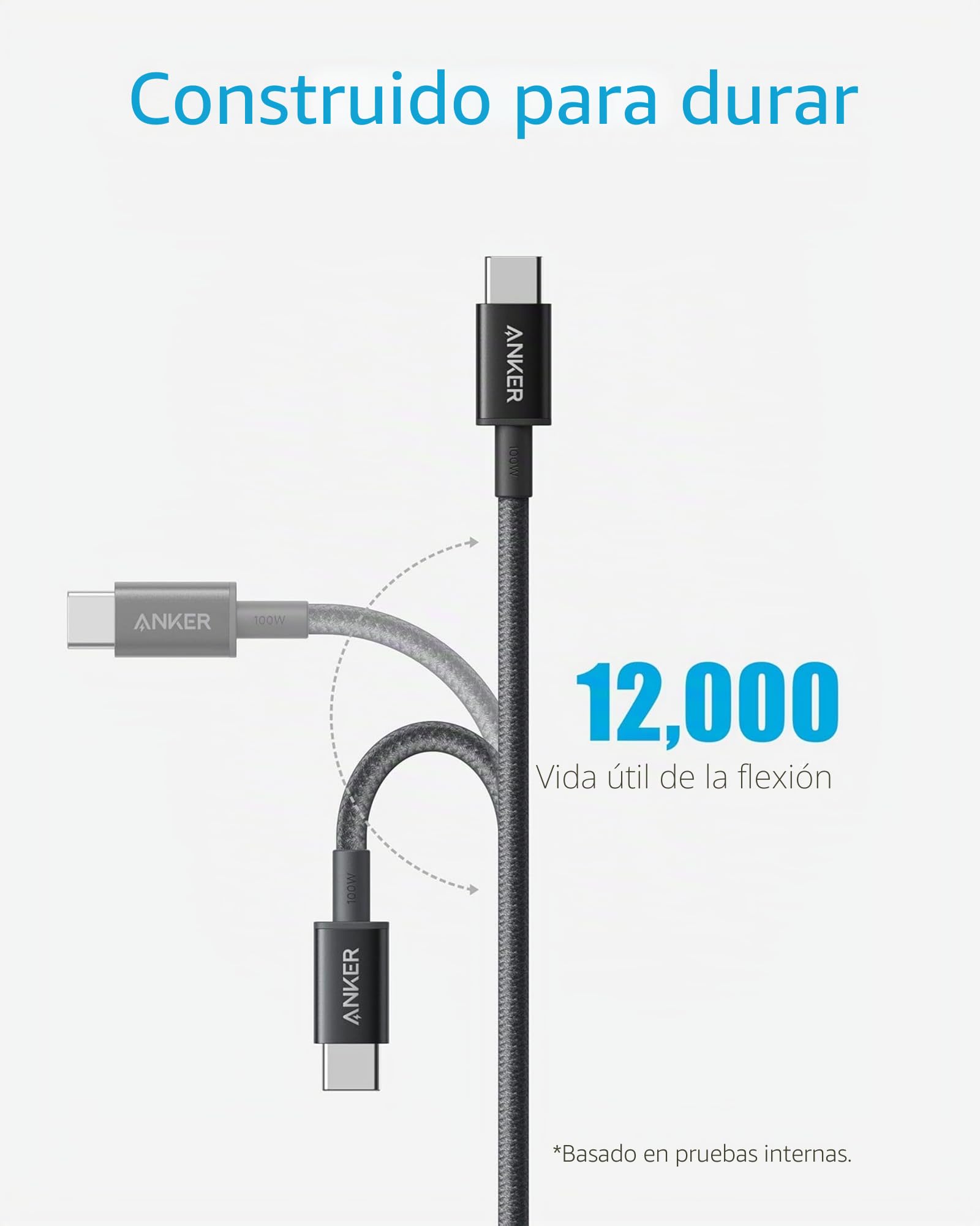 Anker Cable USB C Carga Rápida, 100W 333 Cable USB C, Carga Rápida para iPhone 17/16/16 15Pro/16 Plus/16 ProMax MacBook Pro 2024, iPad Pro 2024, iPad Air 4, Samsung Galaxy S23+/S23, y más(1,8m)