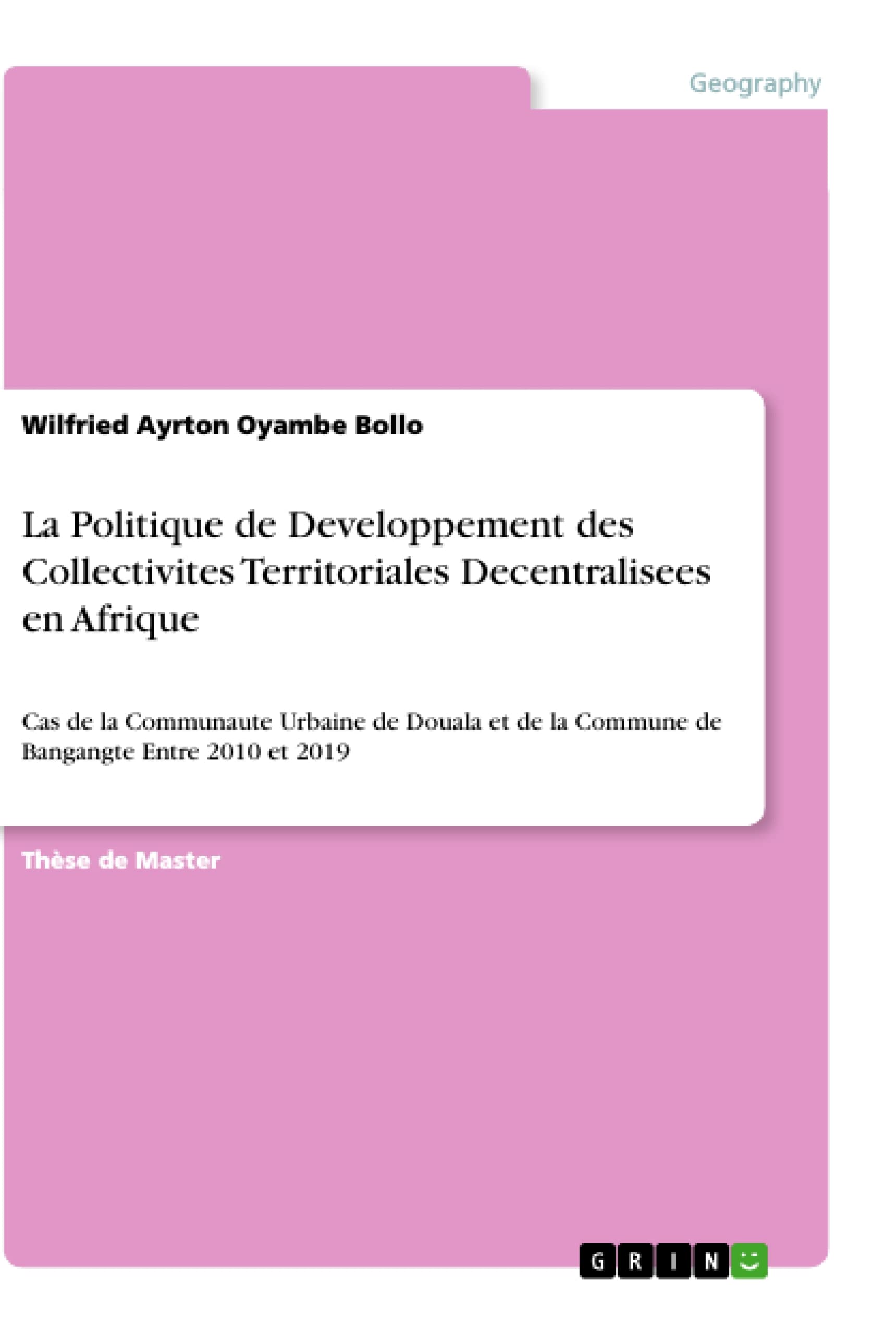 Livre de droit public sur les collectivités territoriales décentralisées en Afrique centrale