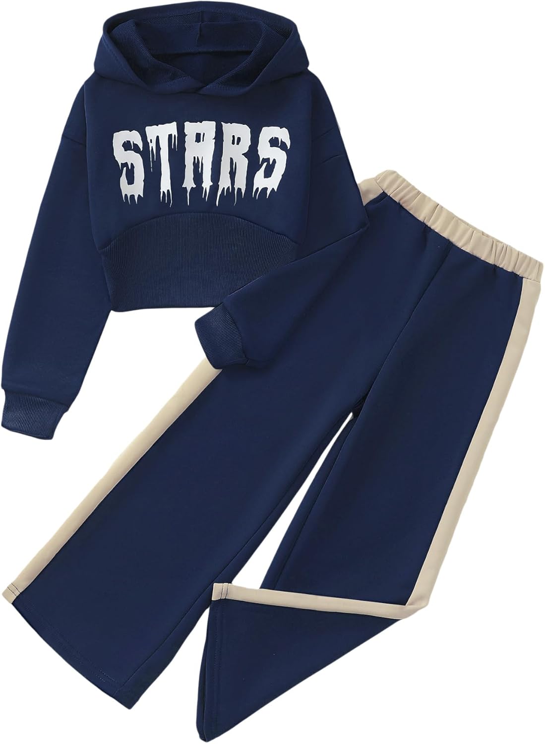 Girls' Clothing Set Crop Top Letter Hoodie Sweatpants Fall Winter Outfits Tween Girl Trendy Clothes Activewear 8-12