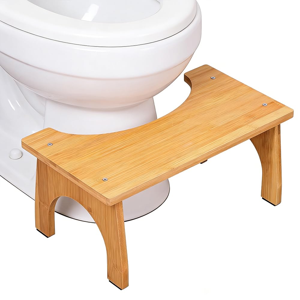 NAVESO Toilettenhocker Erwachsene Kinder Holz, Squatty Potty, Kackhocker, Rutschfester Klohocker, Hocker Toilette Holz für Erwachsene Kinder Bekämpft Verstopfung Blähungen, Hohe Tragfähigkeit