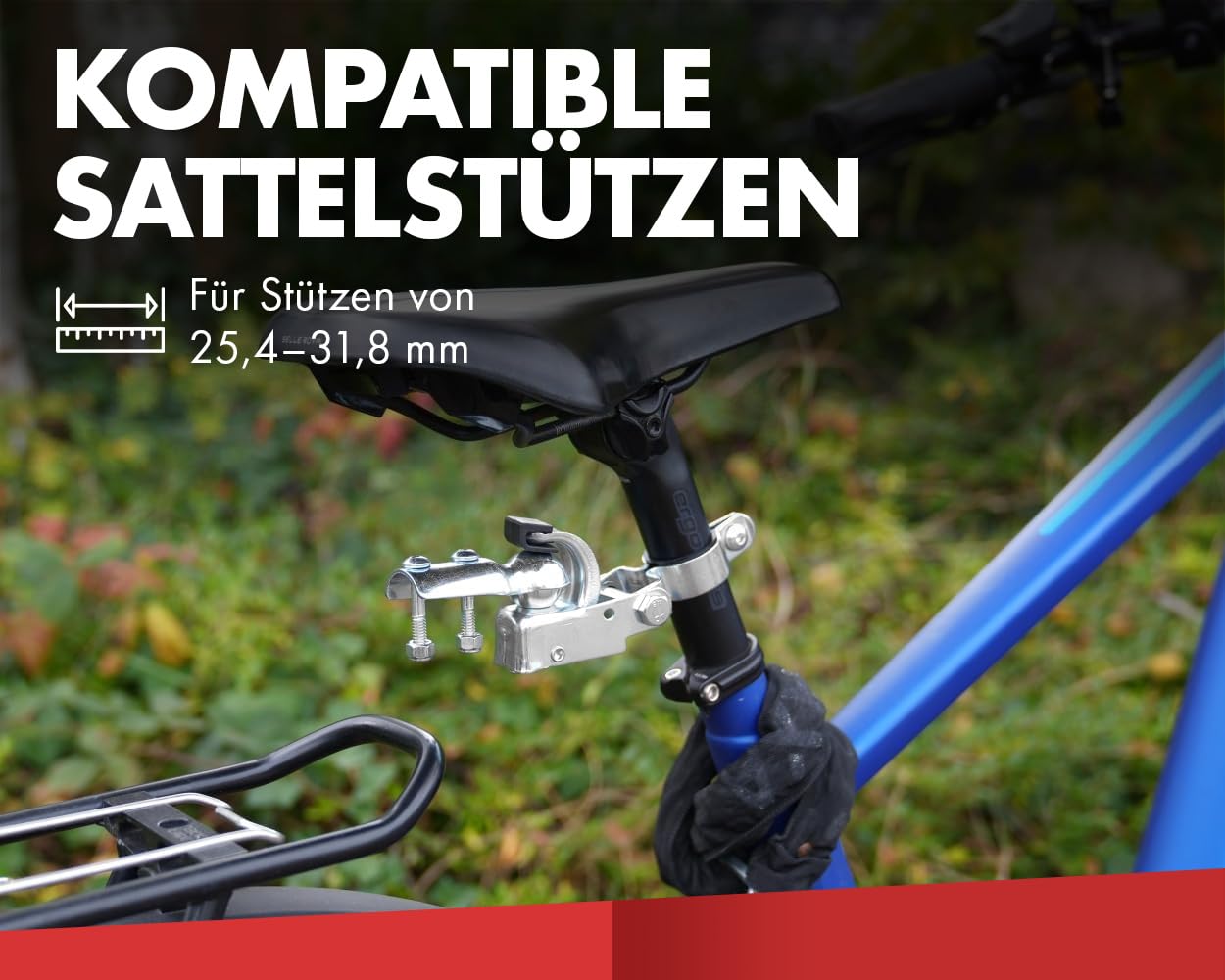 2EXTREME Attache Remorque Vélo Tige de Selle 25,4 31,8 mm Acier Galvanisé Universel