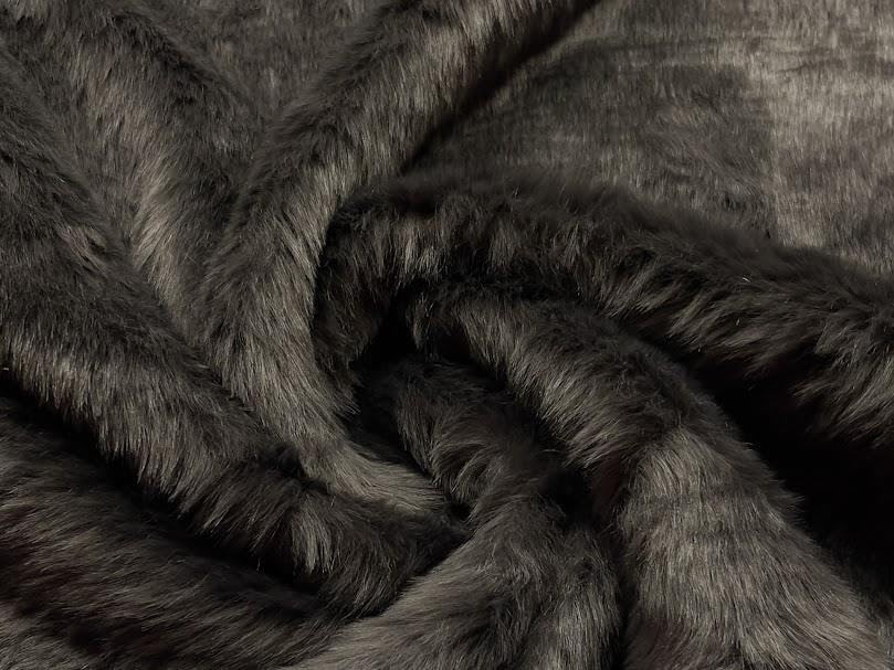 Super Luxury Faux Fur Fabric Material Plush DK Grey 1MTR