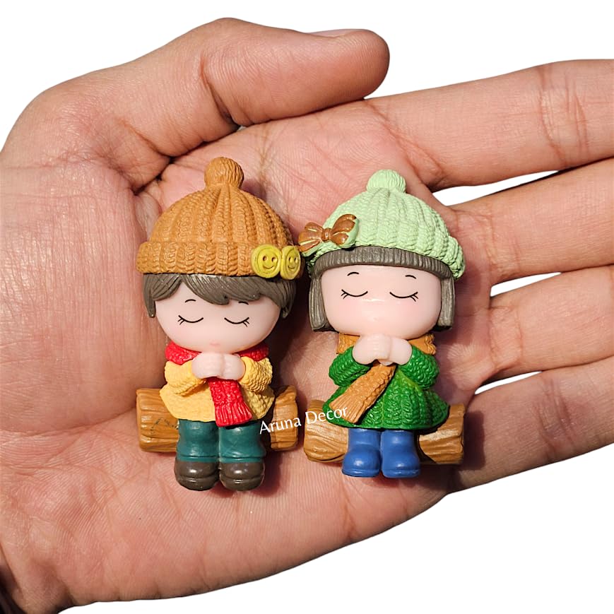 Image of Miniature Winter Girls Set of 2 - Cute Figurines for Miniature Garden, Dollhouse Decor & Gifting