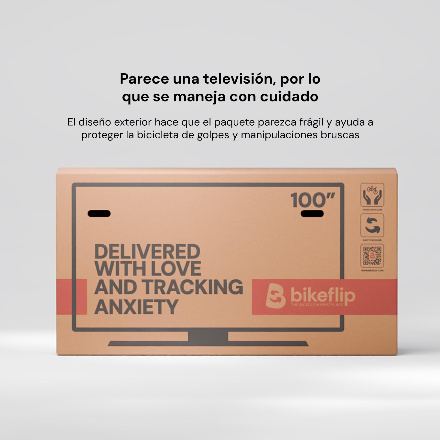 Bikeflip Box Caja de Envío para Bicicletas MTB, E-Bike y Gravel, Cartón Ondulado Resistente y Reutilizable, Montaje Rápido para Viajes y Transporte por Correo