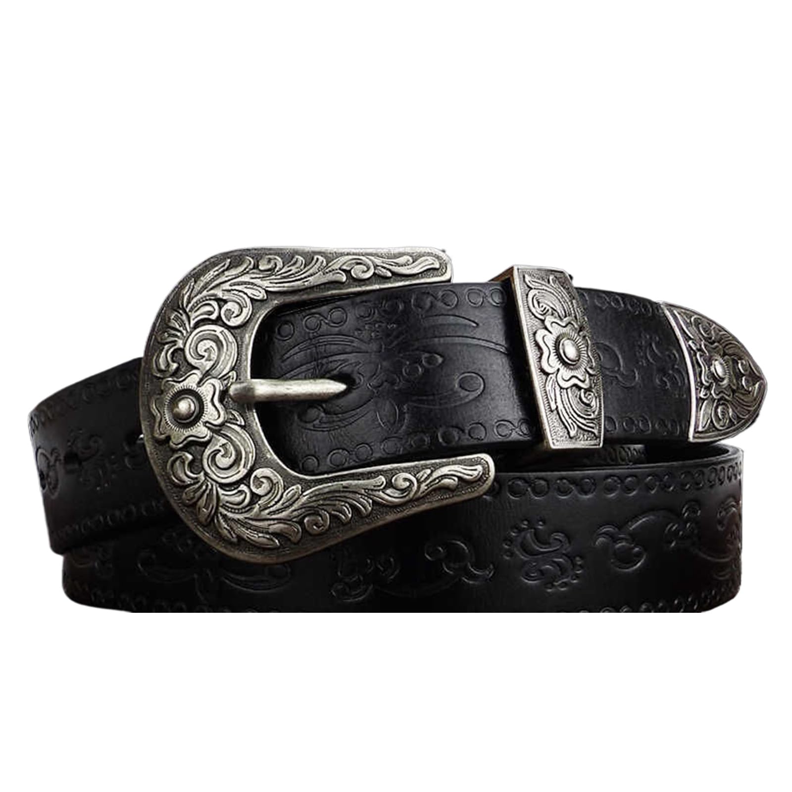 Cintura In Pelle Western For Donna E Uomo, In Di Mucca Goffrata Da Cowboy Con Fibbia Incisa For Jeans