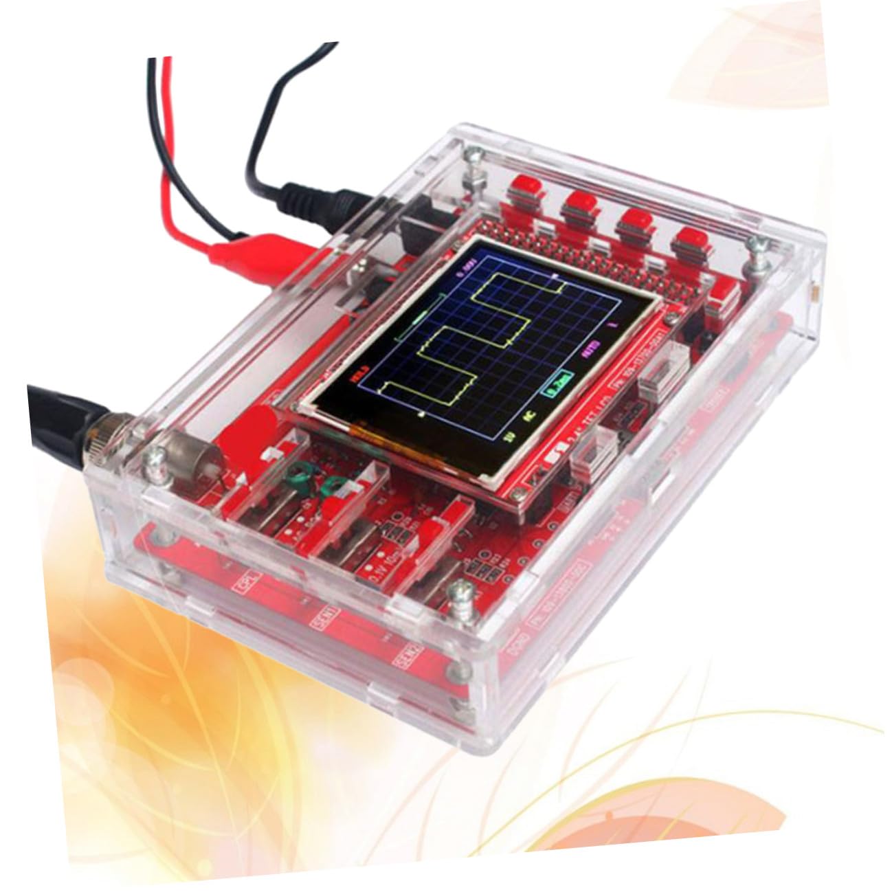 Healeved Kit Oscilloscopio Digitale Stm32f103c8 Schermo Tft 2.4 Pollici, Custodia Acrilica Fai da Te, Funzione Freeze Waveform e Modalità Regolare per Sviluppo Arm
