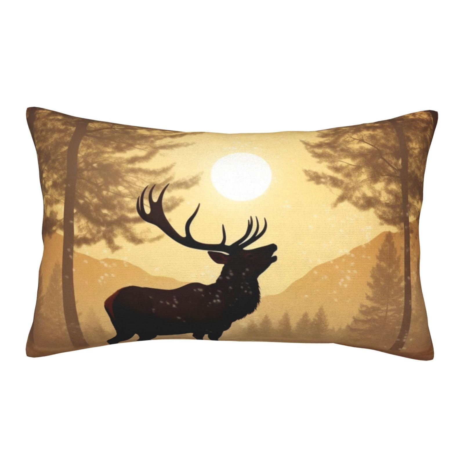 Velvet Pillowcases 16"x24" Ultra Soft Breathable Pillow Cases, Luxury Fuzzy Throw Pillow Covers with Zipper, Elk Artwork Pillow Shams All Seasons Decorative Cushion Cases for Couch