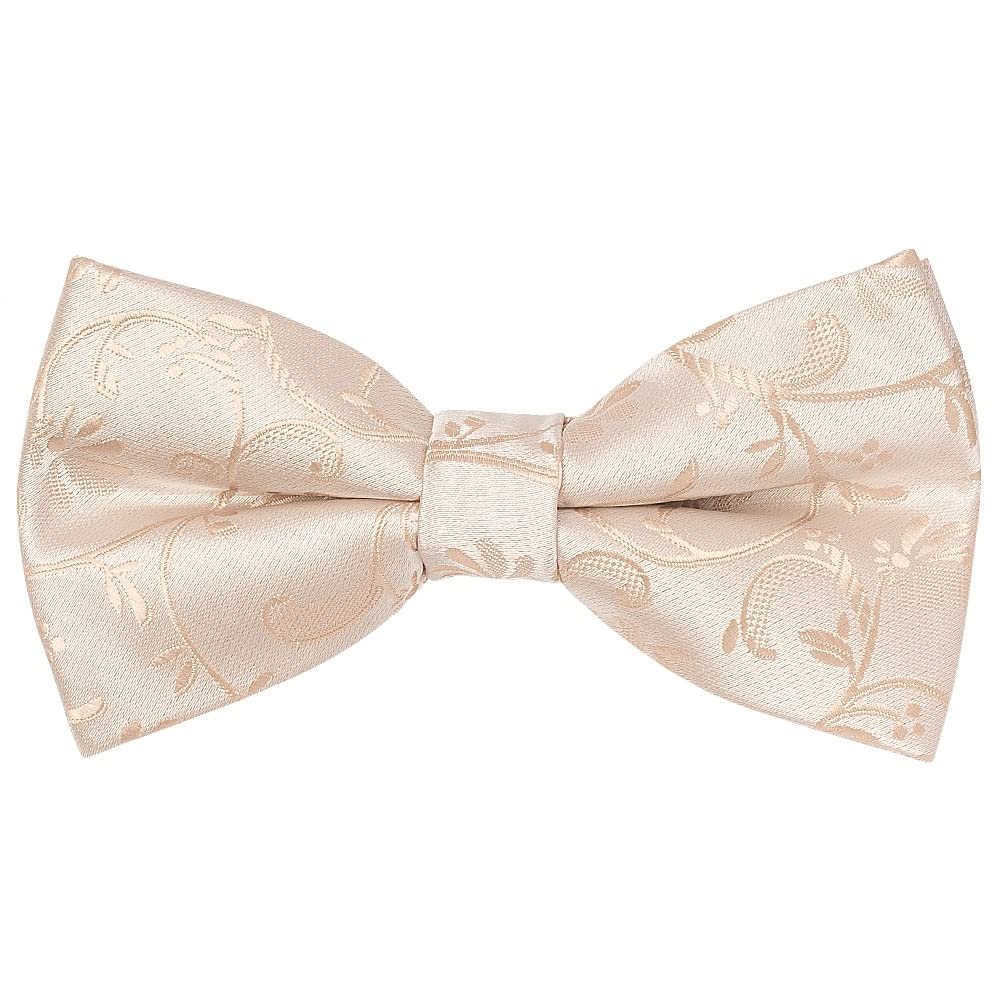 Ties R Us Boys Peach Pre Tied Nude Floral Bow Tie Age 4-7