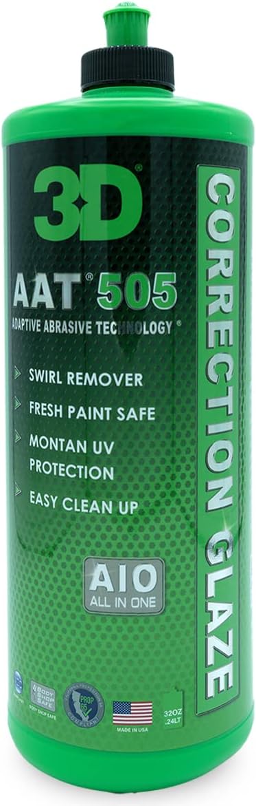 3D AAT 505 Correction Glaze - 32oz - Body Shop Swirl Remover for Freshly Painted Vehicles - Montan UV Protection - Easy Clean Up - Adaptive Abrasive Technology