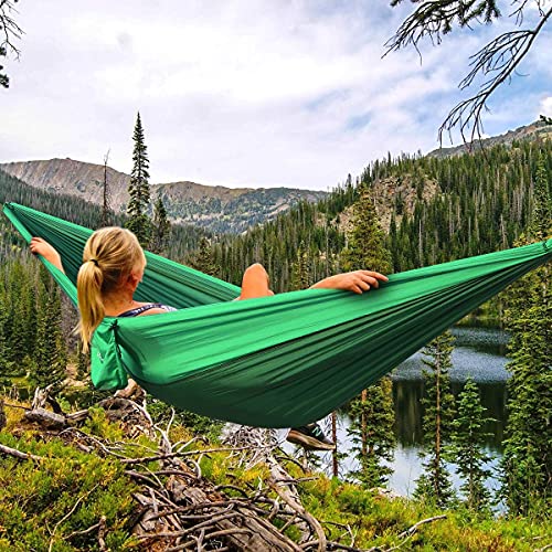 Double Hammock, Camping Hammock With 2 Tree Straps(16+2 Loops), Two Person Hammocks With 210T Nylon Parachute Portable Lightweight Hammock For Backpacking, Outdoor, Beach, Travel, Hiking, Camping Gear #TOP3
