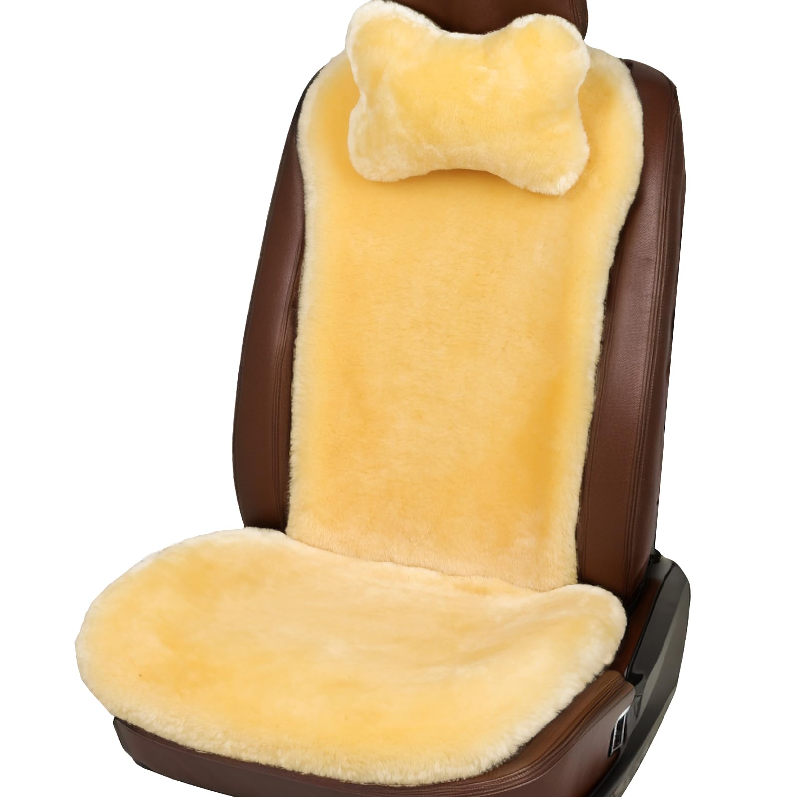 OGLAND Fuzzy Sheepskin Car Seat Cover for Soft Fur Fluffy Auto Wool Cushion