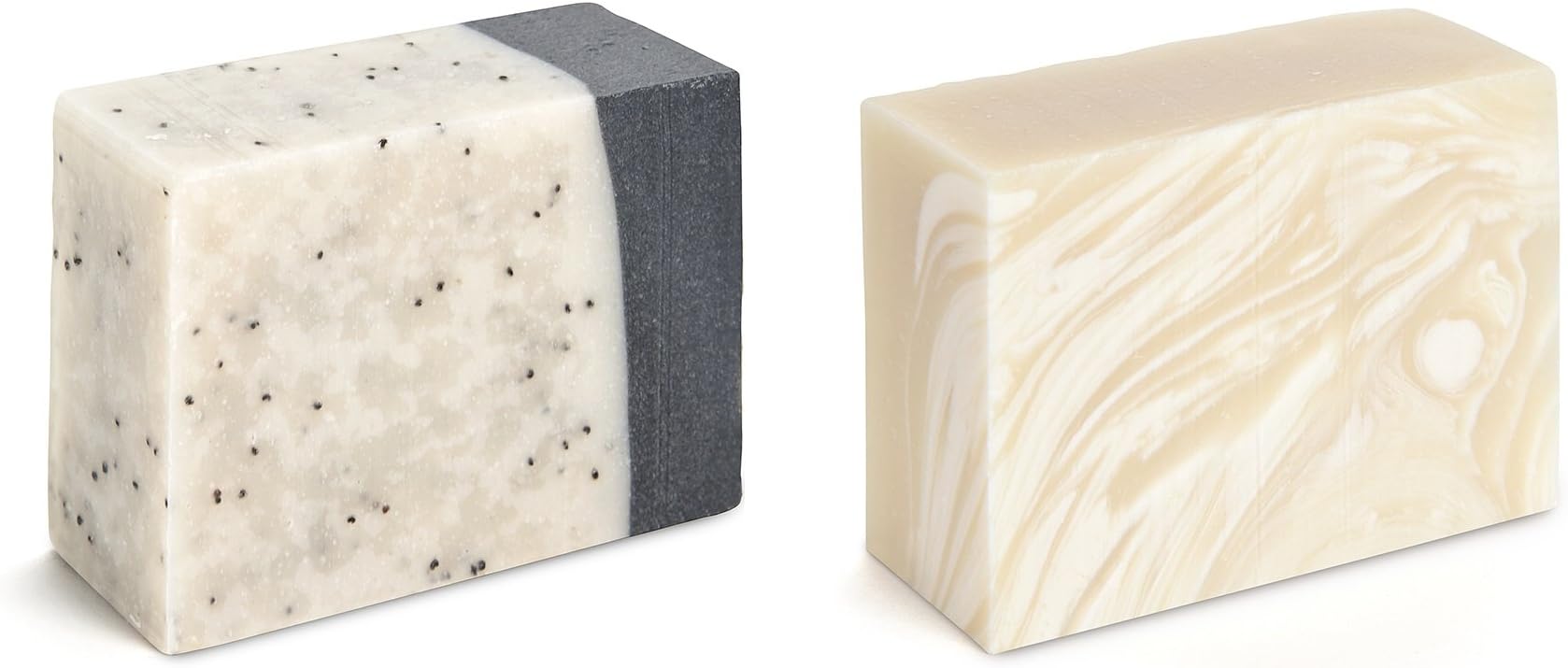 Set of 2 Extra Large 4 oz Natural Olive Oil Soap Bars - Made w/Olive, Coconut & Avocado Oils - Enriched w/Shea & Cocoa Butters - Promotes Skin Softness & Elasticity (Clay/Charcoal & Goat Milk)