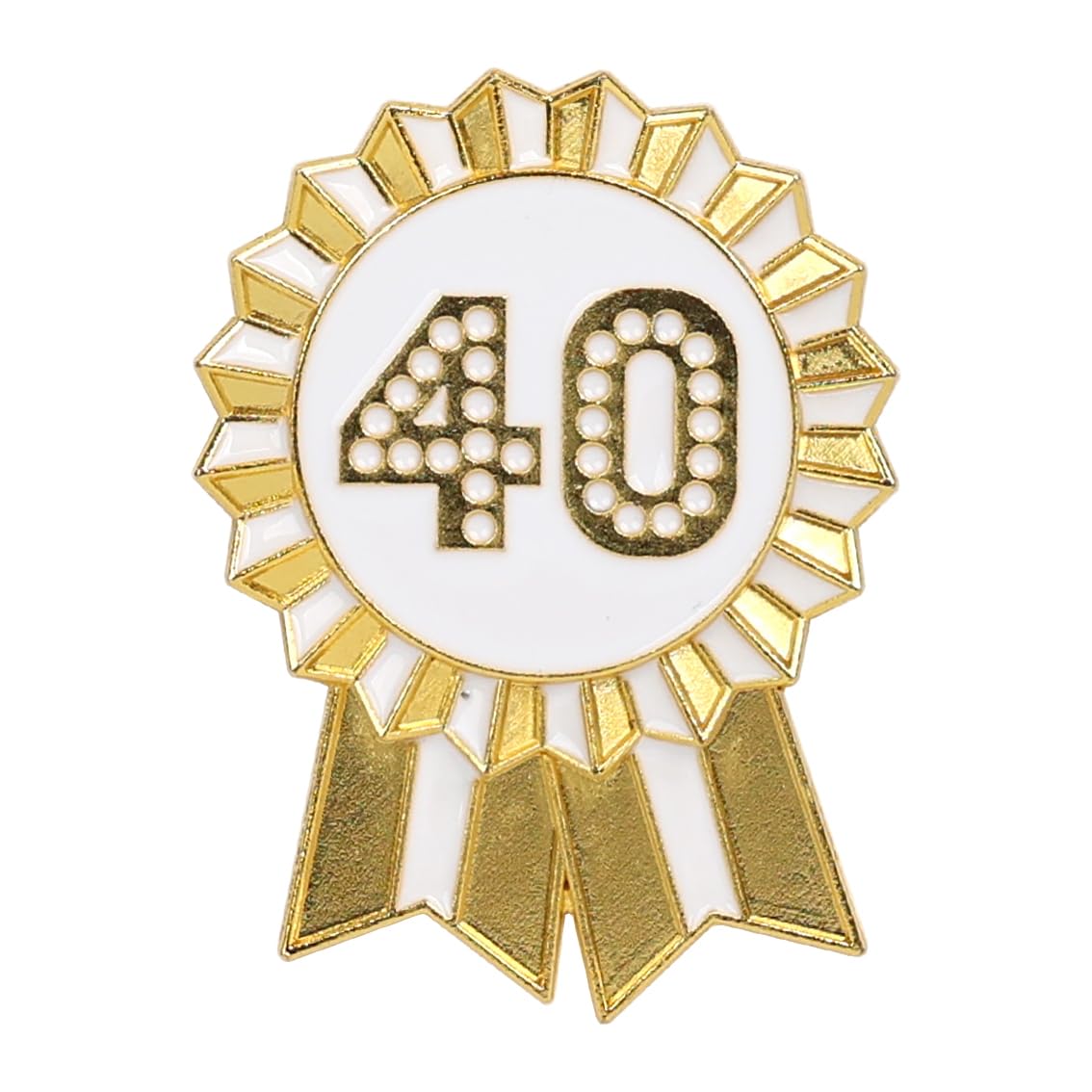 Talking Tables 40th Birthday Badge, Happy Birthday Gold Rosette Enamel Reusable Keepsake, Girls, Boys & Adults Party Accessory – Milestone Decoration Celebration Pin, 4.5cm Size