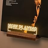 Onmiwod Light Up Now Playing Vinyl Record Stand Wall Mount, Record Holder Wall with Adjustable Warm White Light, Wooden Acrylic Holder for Vinyl Album Display and Storage, Gifts for Music Lovers