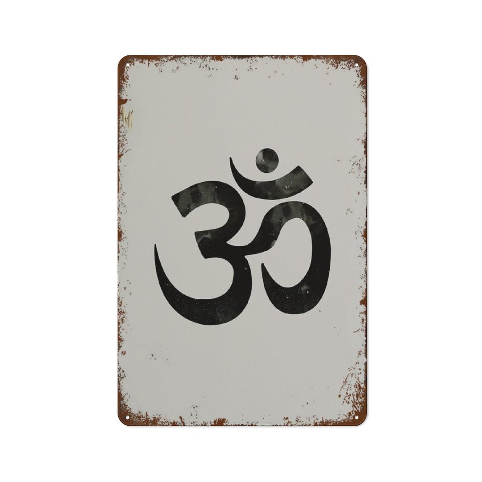 Om Yoga Symbol Wall Art Watercolor Aum Yoga Wall Decor Interesting Vintage Tin Sign For Home Bedroom Living Room Gym Fun Wall Decor 5.5x8inch