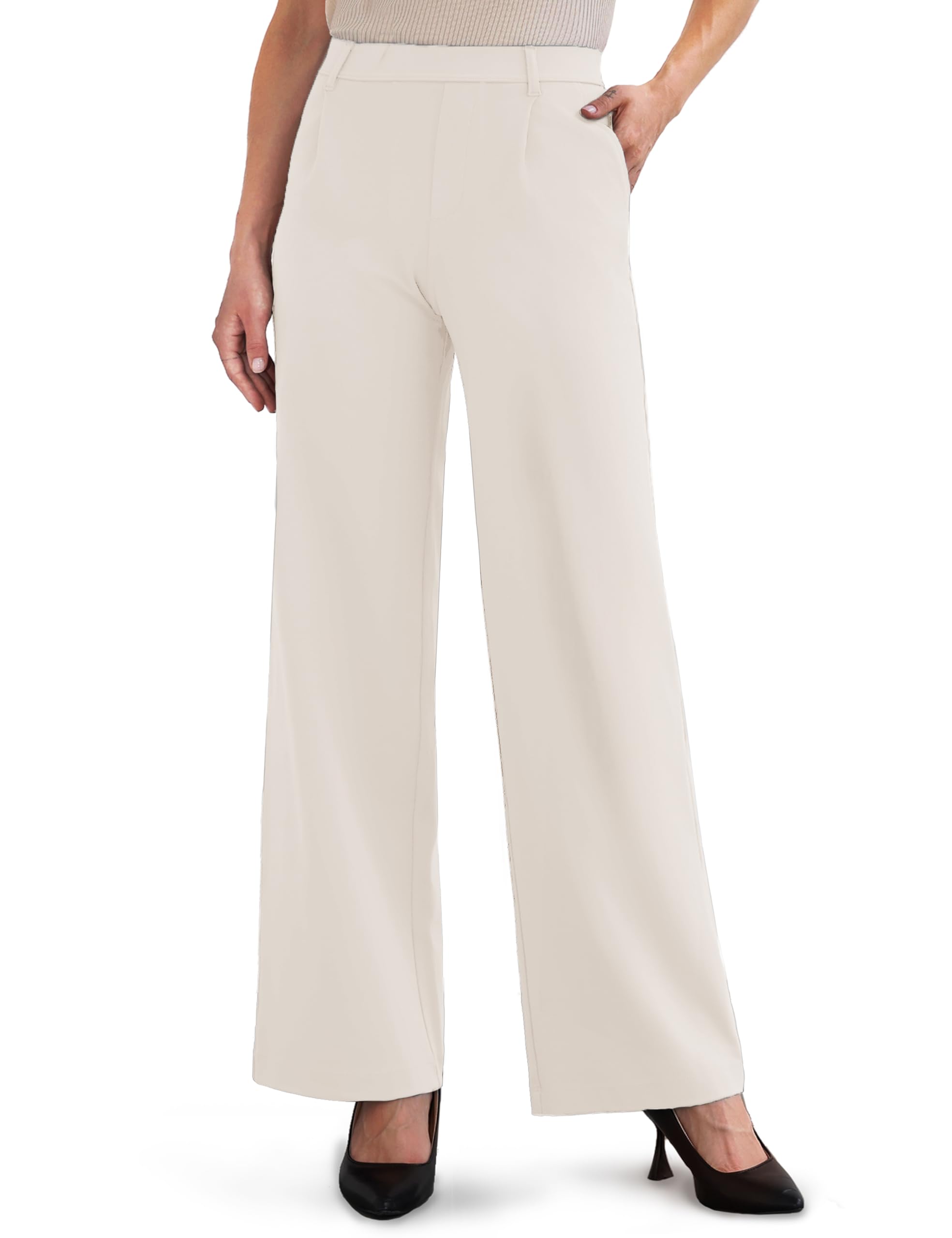 ESOFT Womens Dress Pants 27 29 31 Business Work Pants Wide Leg Pull On High Waisted Casual Stretchy