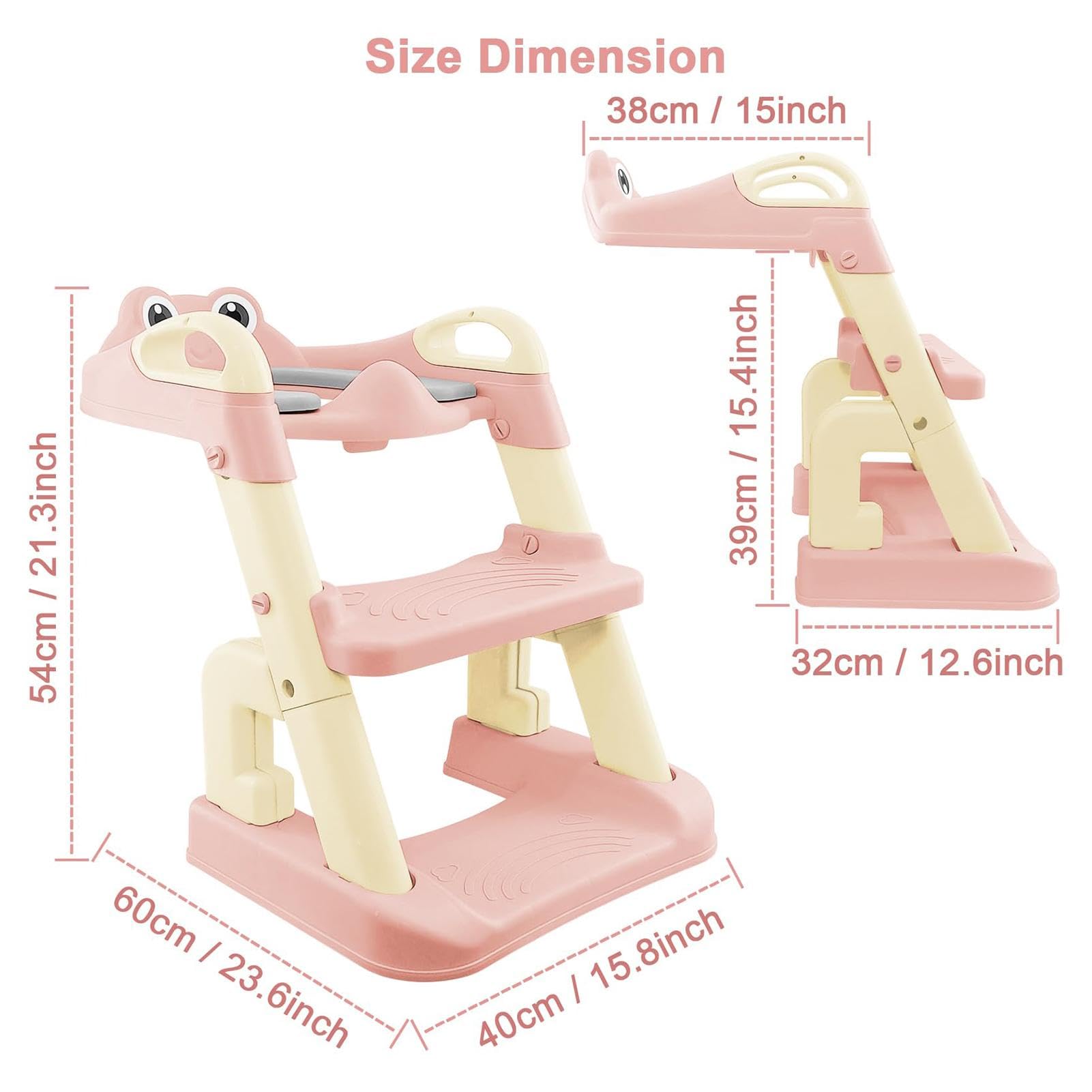 Asiento para orinal con escalera, orinal plegable, silla de inodoro | plegable con escalera | Reductor orinal para inodoro con escalera para niños y niños